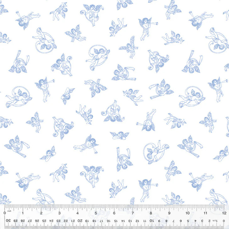 Windham Fabrics - Celestine - Angelic Toile, Cloud/Blue