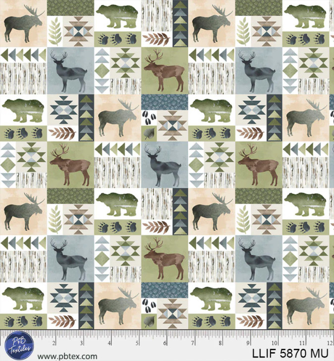 P & B Textiles - Lodge Life - Lodge Patch All Over, Multi