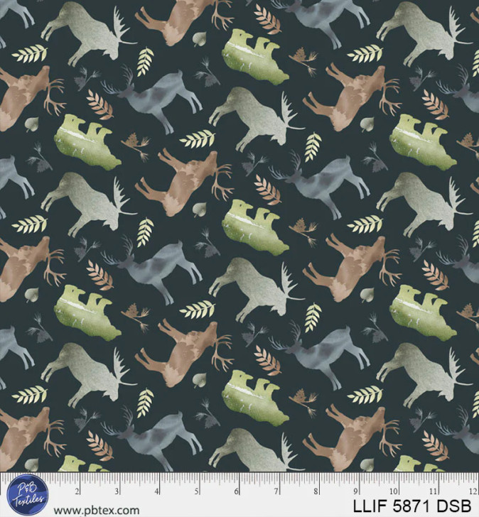 P & B Textiles - Lodge Life - Animal Tosss, Dark Slate Blue