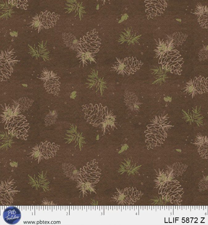 P & B Textiles - Lodge Life - Pinecone Linework Toss, Brown