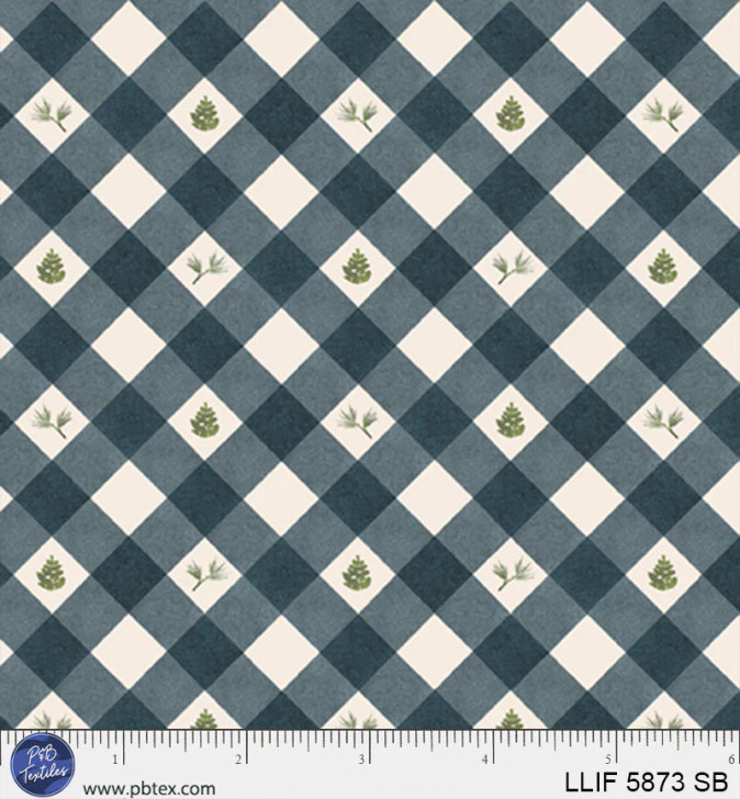 P & B Textiles - Lodge Life - Pinecone Plaid, Slate Blue
