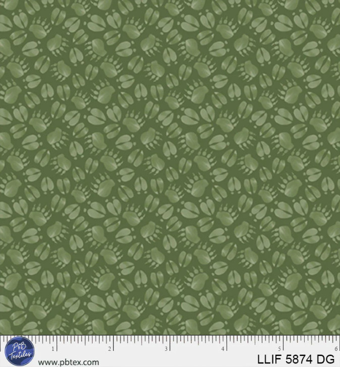 P & B Textiles - Lodge Life - Tonal Pawprints, Dark Green