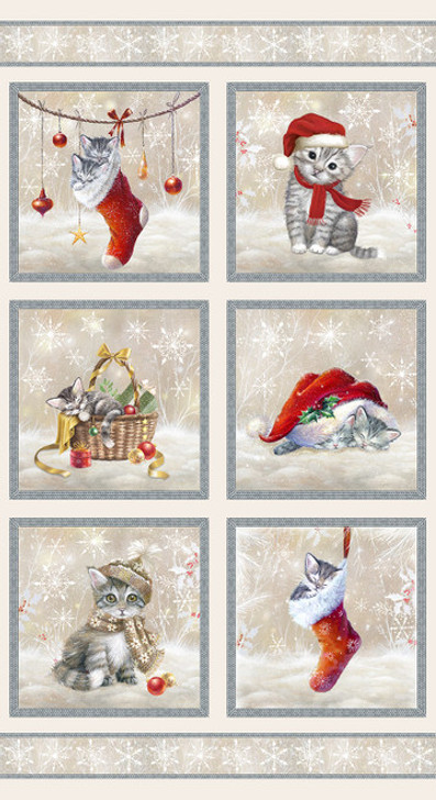 Blank Quilting - A Purr-fect Holiday Season - 24" Block Panel, Sand