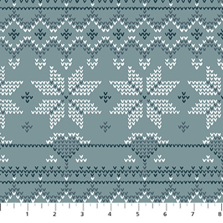 Figo Fabrics - Cozy Cubs - Snow Stripe, Teal