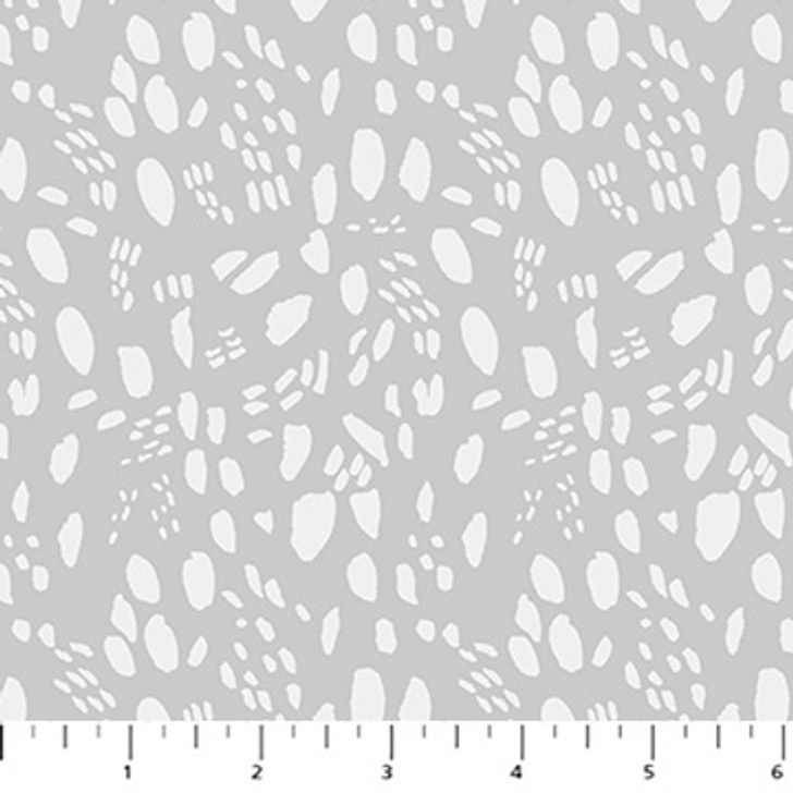 Figo Fabrics - Cozy Cubs - Snow Tracks, Gray