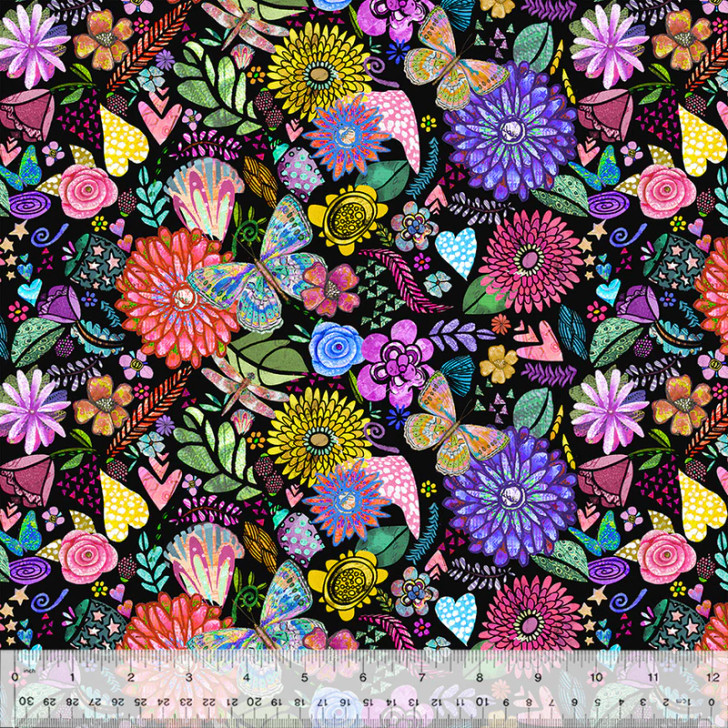 Windham Fabrics - Shine On - Collage, Black