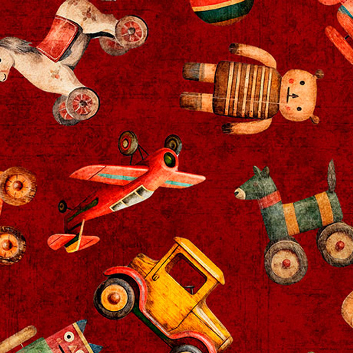 Quilting Treasures - Santa's Workshop - Toy Toss, Red