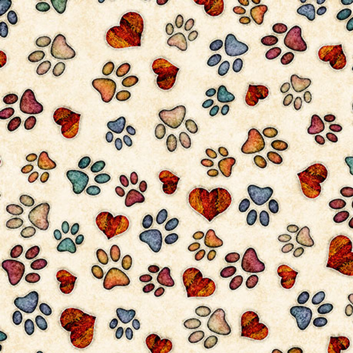 Quilting Treasures - QT Cuties 2 - Puppy Dog Prints, Cream