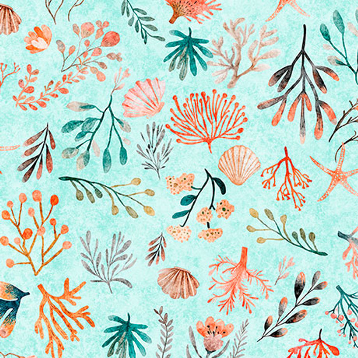 Quilting Treasures - QT Cuties 2 - Coral, Aqua