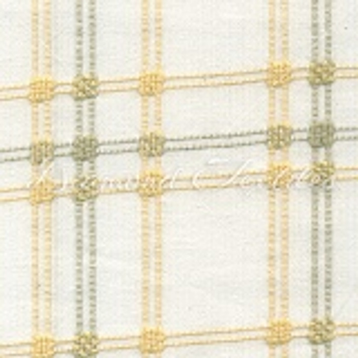 Diamond Textiles - Primitive Rustic Homespuns - Yellow & Green Lines, White