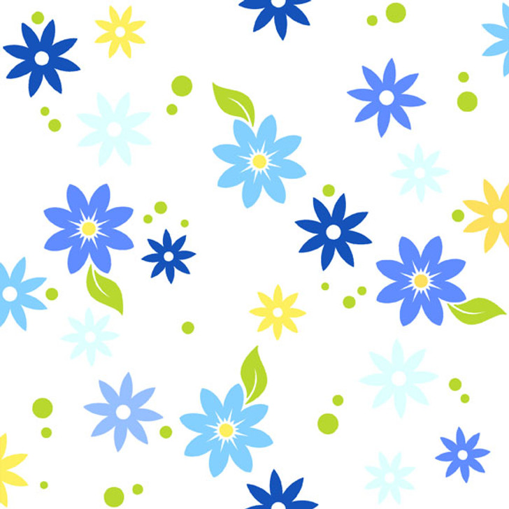 In The Beginning Fabric - Bloom Modern II - Tossed Flowers, Blue