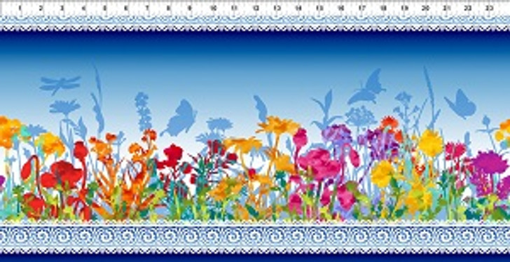 In The Beginning Fabric - Dreamscapes I - Border Print, Blue