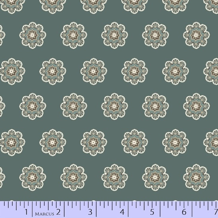 Marcus Fabrics - UPTOWN DUETS - Spaced Flowers, Teal