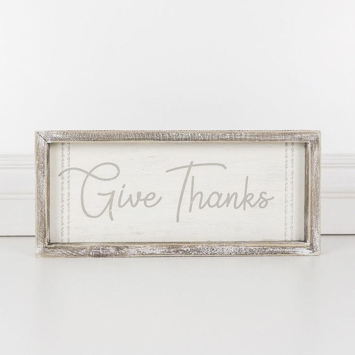 Wood Framed Sign - Give Thanks