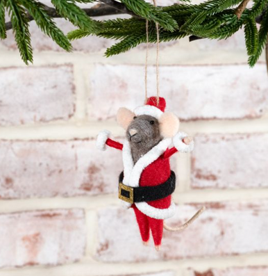Fuzzy Santa Mouse Ornament - Lancaster Home & Fabric