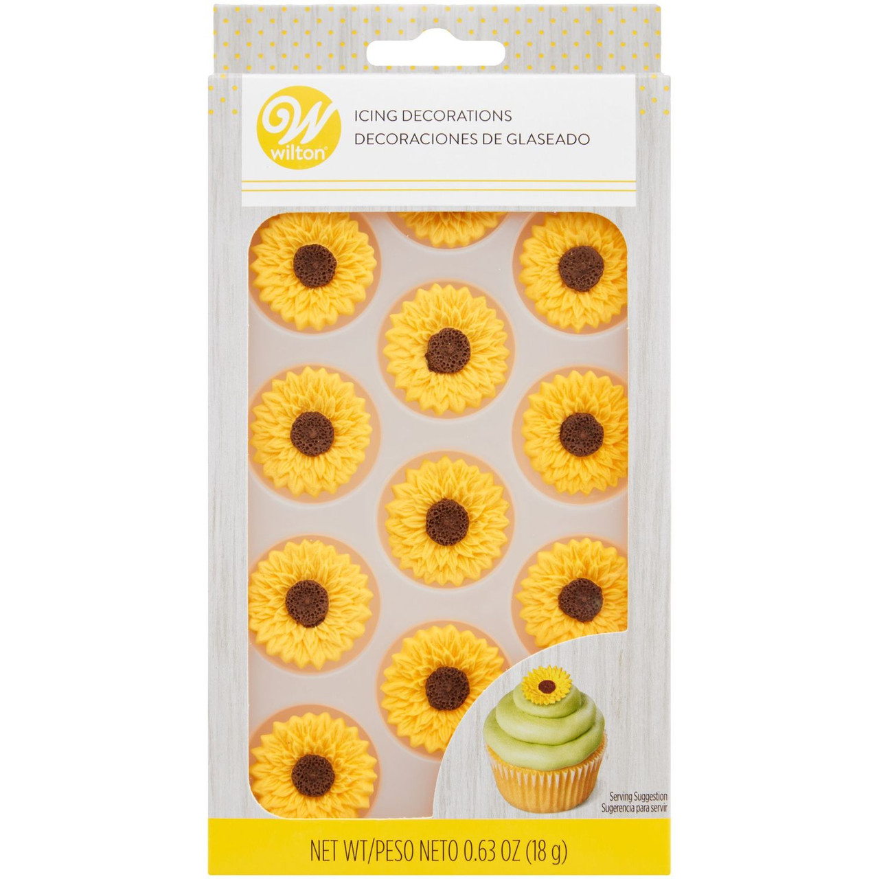 Sunflower Royal Icing Decorations, Yellow, 0.63 oz. Wilton B2B