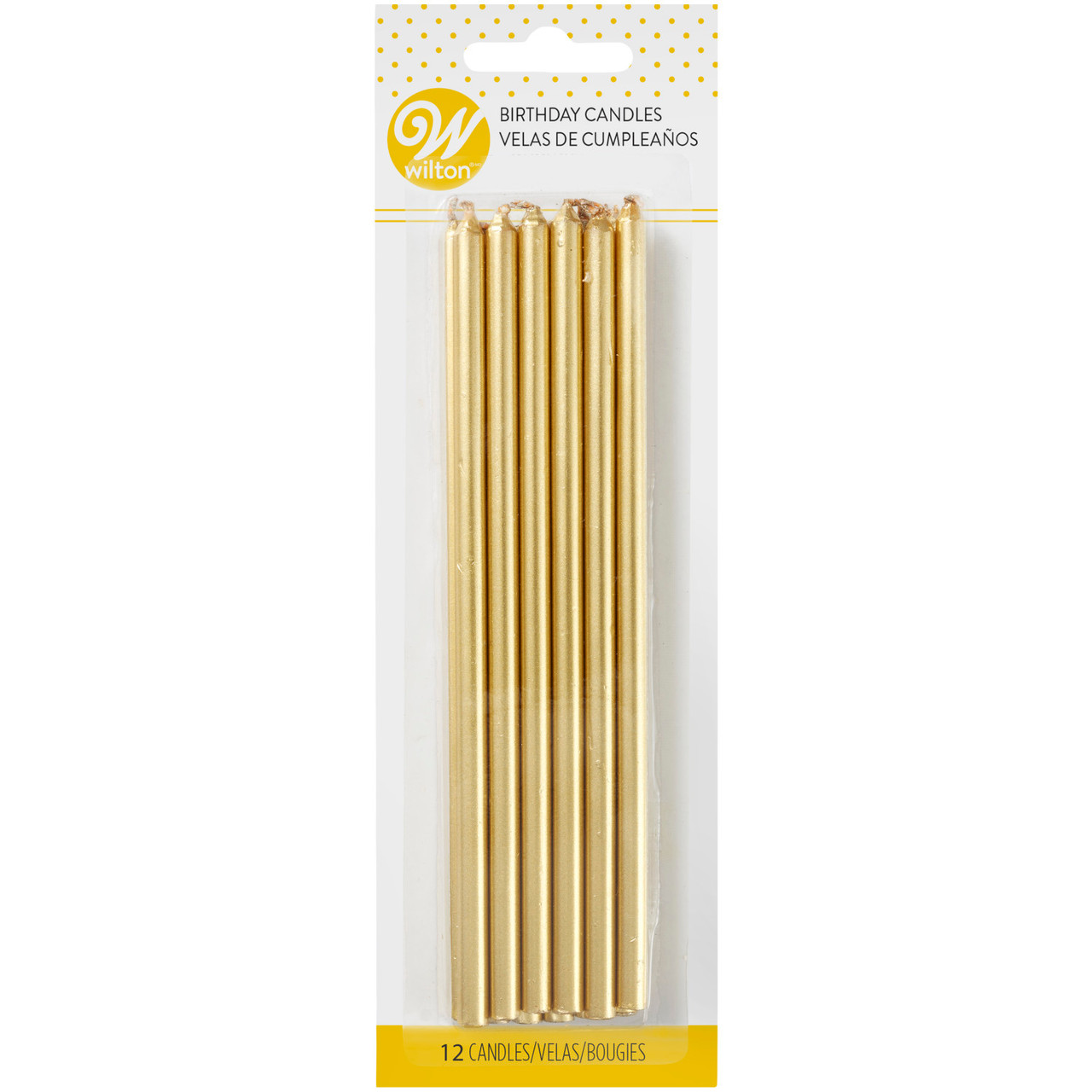 Tall Gold Birthday Candles - Wilton B2B