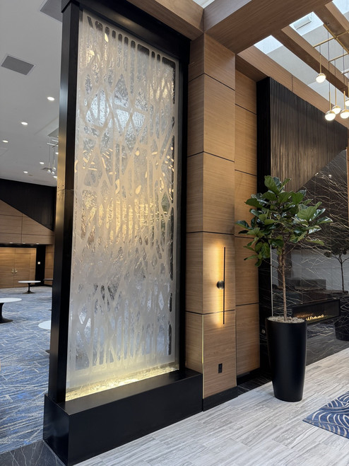 Large Patterned Floor Standing Hoffman Water Wall with Bronzed Frame