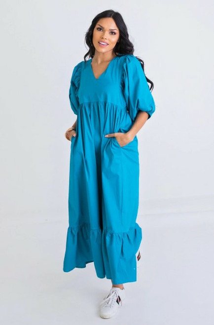 Poplin VNeck Maxi Dress