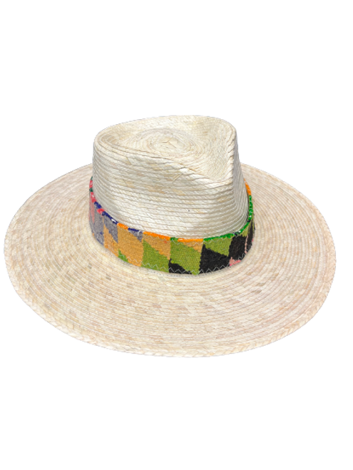 Nana Palm Leaf Panama Hat Green/Yellow/Black