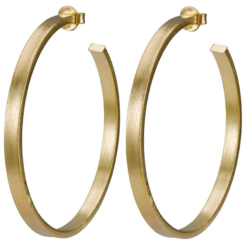 Lunaria Hoops, Brushed Gold