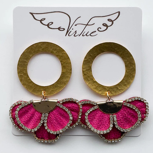 Rhinestone Flower Earring, Pink