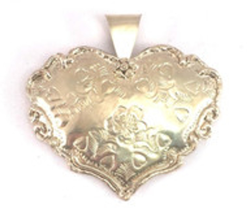 Silver Tone Etched Heart Pendant