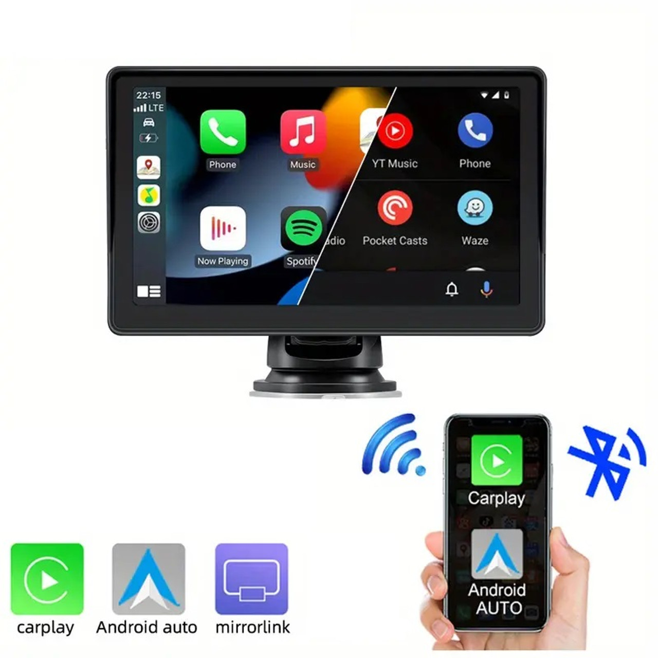 Universal Wireless Apple CarPlay Android Auto 7 Dashboard