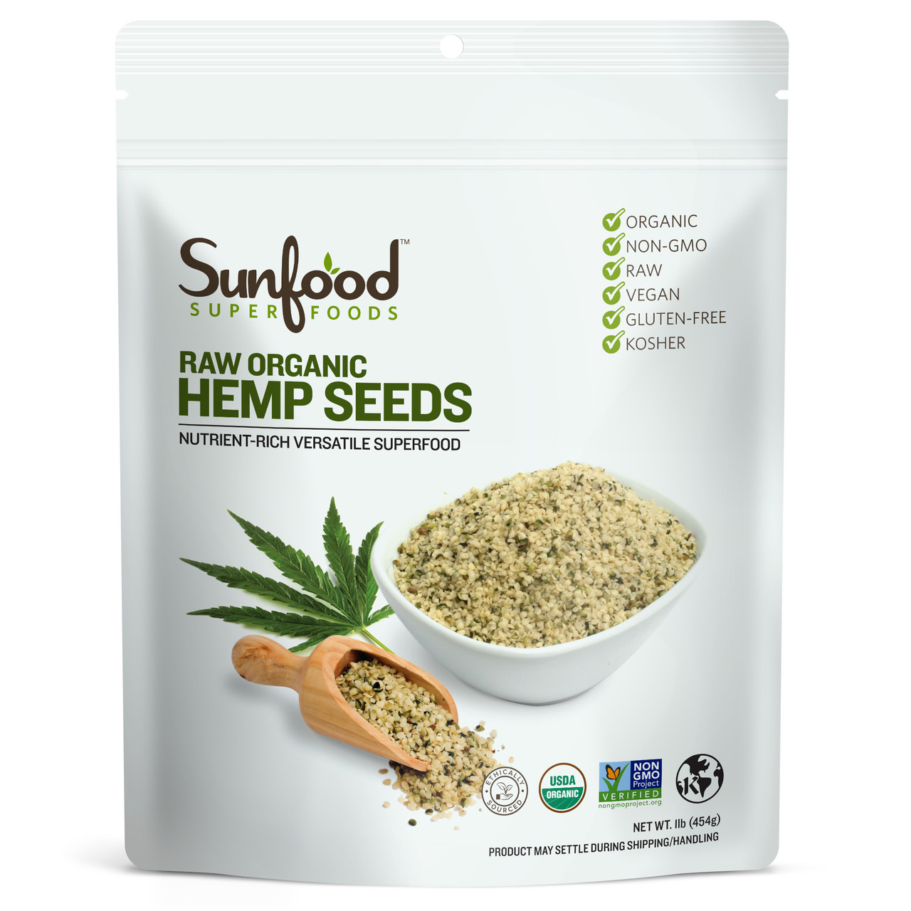 Hemp Seeds, Shelled, 1lb, Organic, Raw