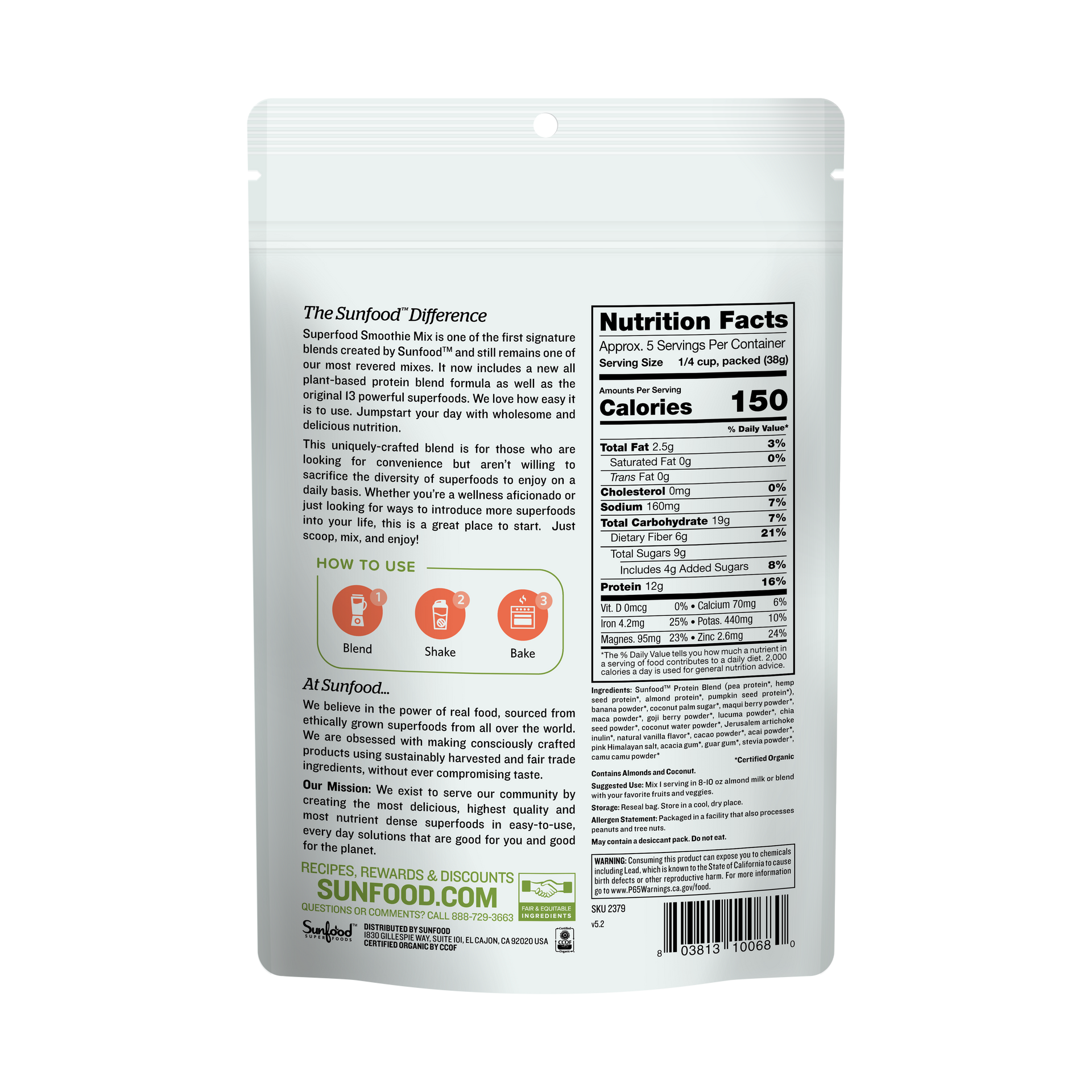 Original Superfood Smoothie Mix, 8oz Sunfood