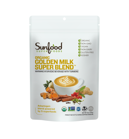Golden Milk Super Blend, 6oz, Organic - Front Golden Milk Super Blend, 6oz, Organic - Front
