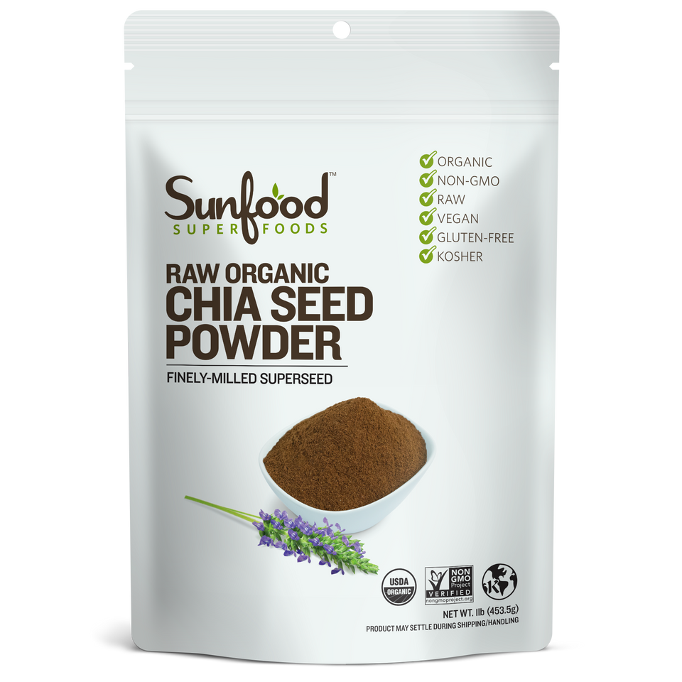 Chia Seed Powder 1lb, Certified Organic Sunfood Superfoods