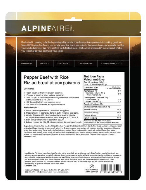 6013-201 AlpineAire Pepper Beef With Rice