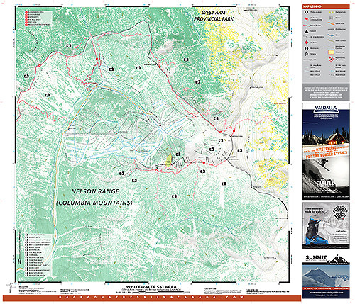 6019-843 Backcountry Skiing Canada Whitewater Ski Area Ski Touring Map