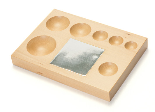 7 Cavities Wooden Dapping Block with Steel Bench Block