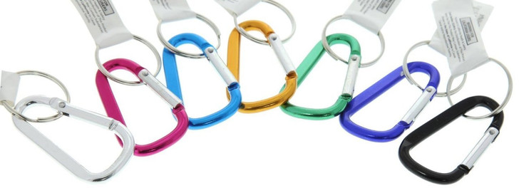 60 Pc Aluminum Carabiner with Keychain, 2-3/4" x 7mm