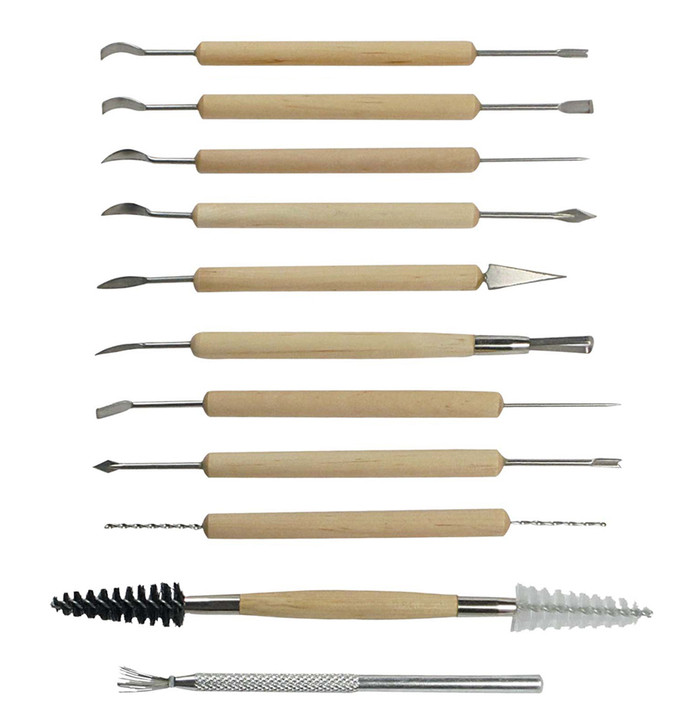11 Pc Double-Sided Pottery Tool Set contains 21 Assorted Tips