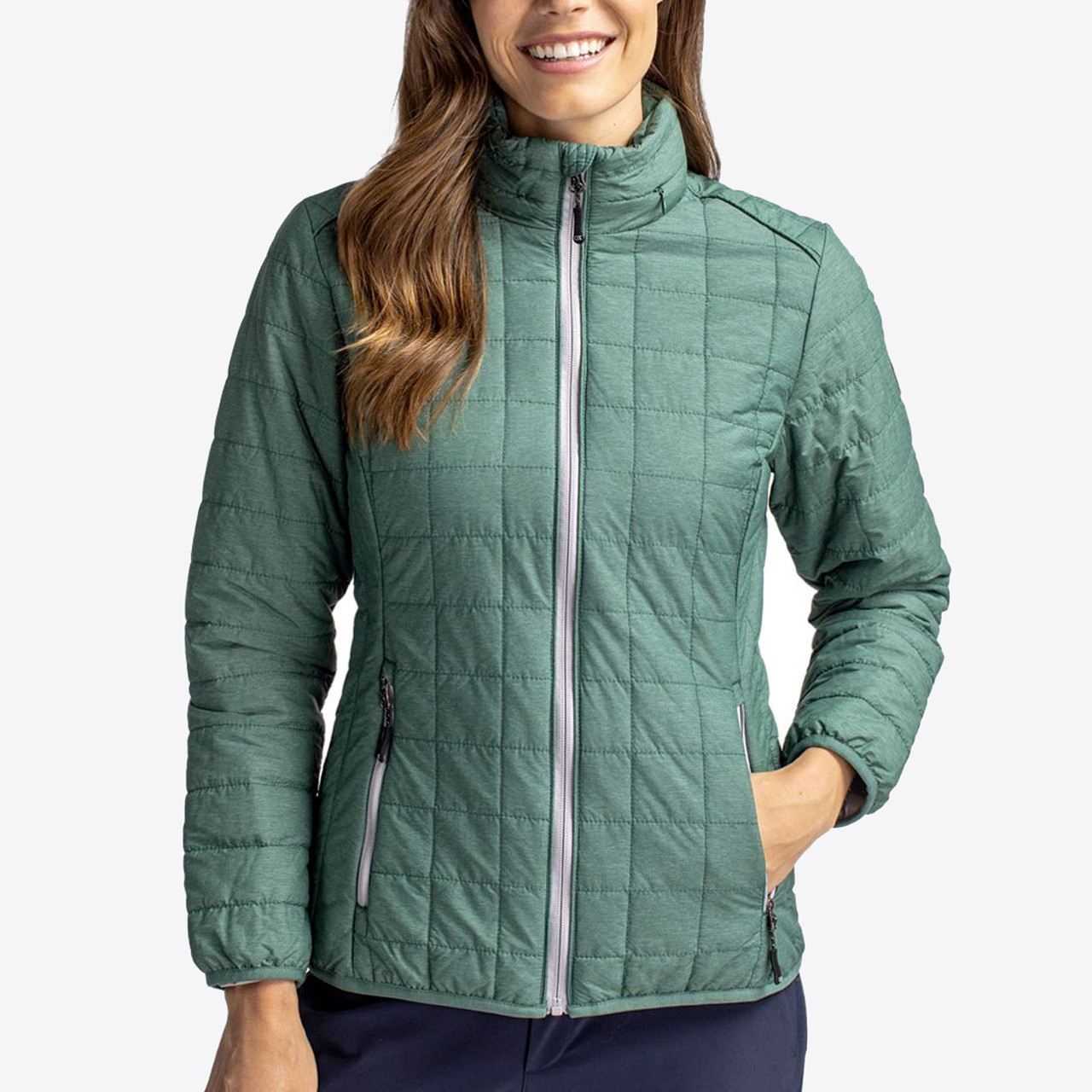 Cutter & Buck Kansas City Royals Women's Gray Rainier PrimaLoft Eco  Full-Zip Puffer Jacket