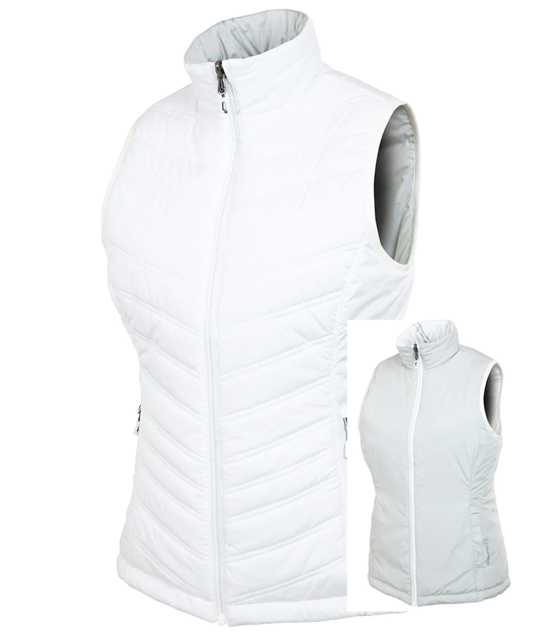 Sunice Maci White/Oyster Quilted Reversible Vest | Golf4Her