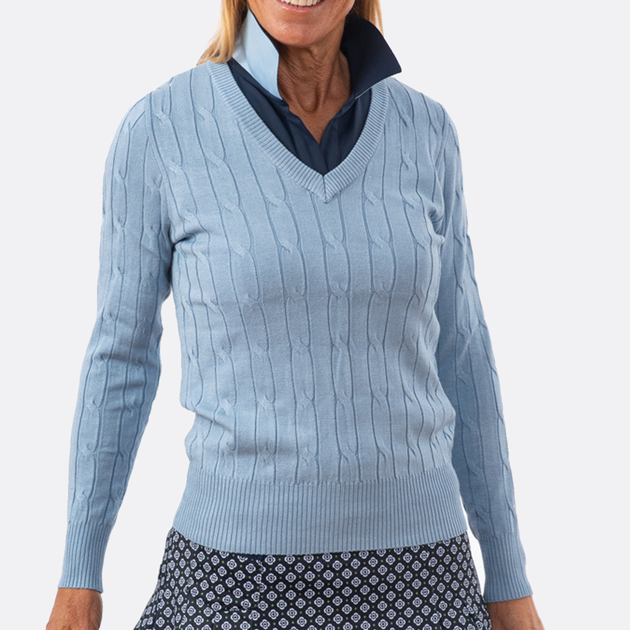 Scratch70 V-Neck Cable Knit Sweaters | Golf4Her