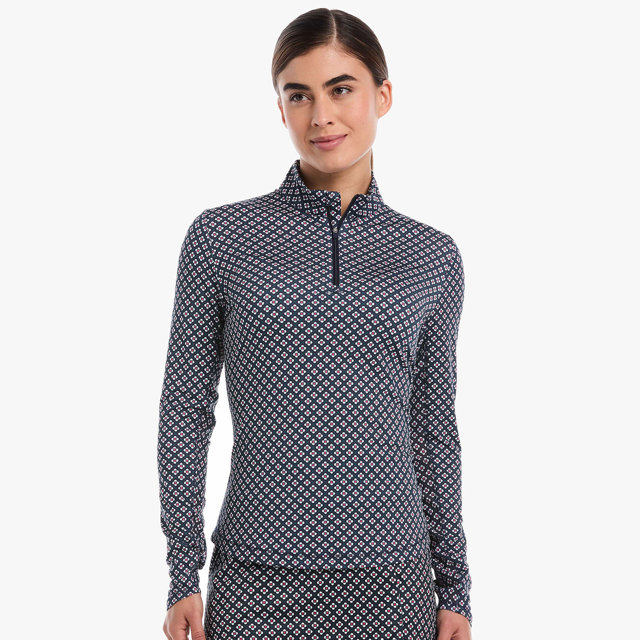 Callaway Women's Long Sleeve Golf Shirt – Mini Geo Print