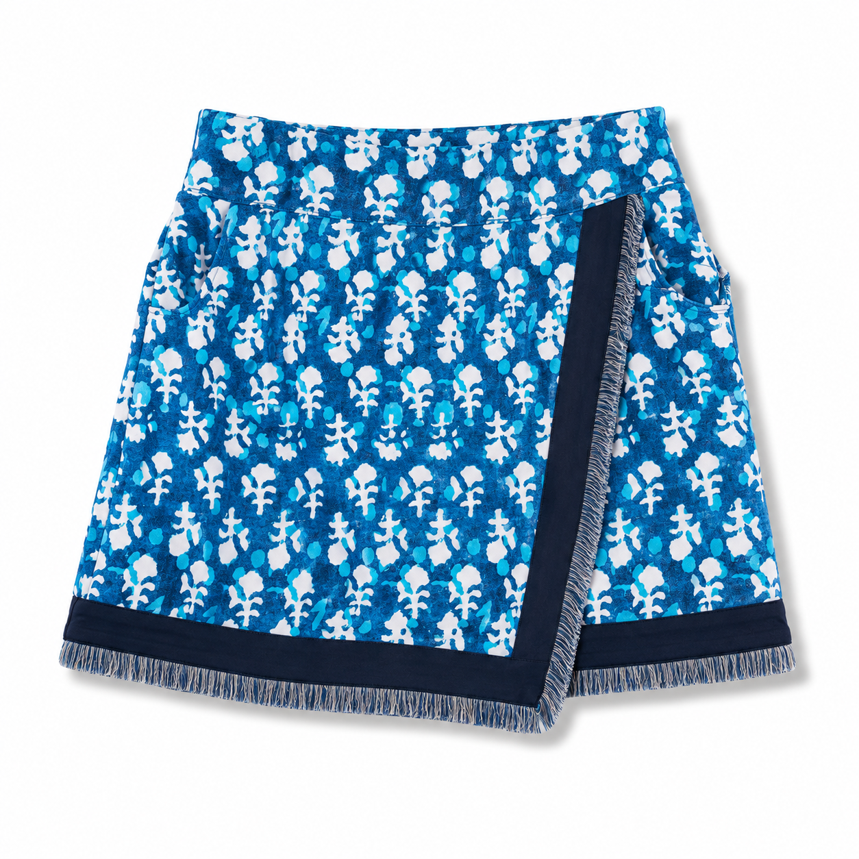 Foray Golf Indigo Floral Fringe Skirt | Yellow/Coral