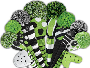 Just4Golf Waffle Towel - Lime/Black Stripe