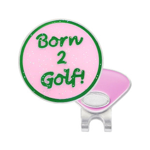 Born 2 Golf (Pink) Glitzy Ball Marker with Hat Clip