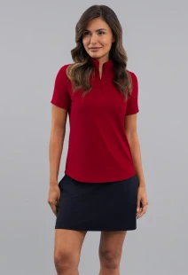 IBKUL Solid Short Sleeve Mock
