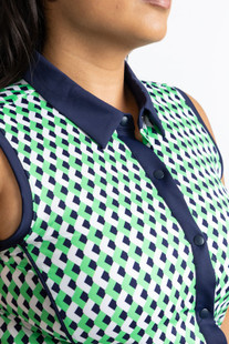 KINONA Resolution Sleeveless Golf Dress - Chevron Kelly Green