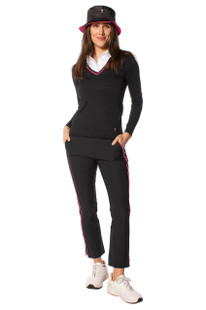 Golftini Stretch Ankle Pant - Black/Hot Pink