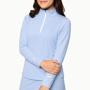 Seersucker Blue Fabulous Mock Pullover