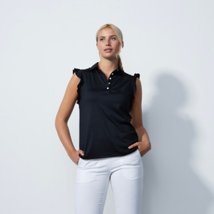 Daily Sports Peillon Ruffle Black Sleeveless Polo (PS24)