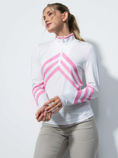 Daily Sports Bari White Pink Stripe Long Sleeve Mock